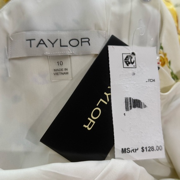 Taylor Women’s Size 10 Floral Print Sleeveless Cotton Minidress Yellow Green NWT - Picture 11 of 14